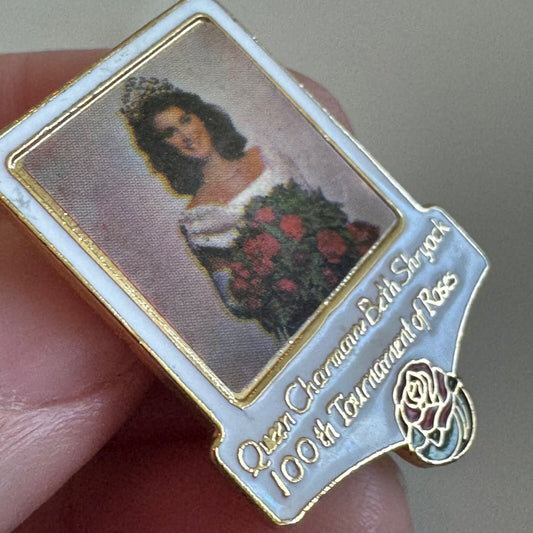 Queen Charmaine Beth Shryock 100th Rose Bowl Parade Photo Lapel Pin