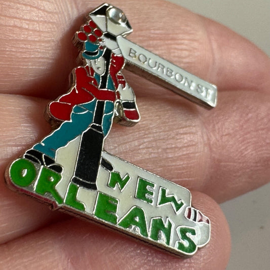 Vintage Bourbon Street New Orleans Souvenir Tourist Lapel Pin