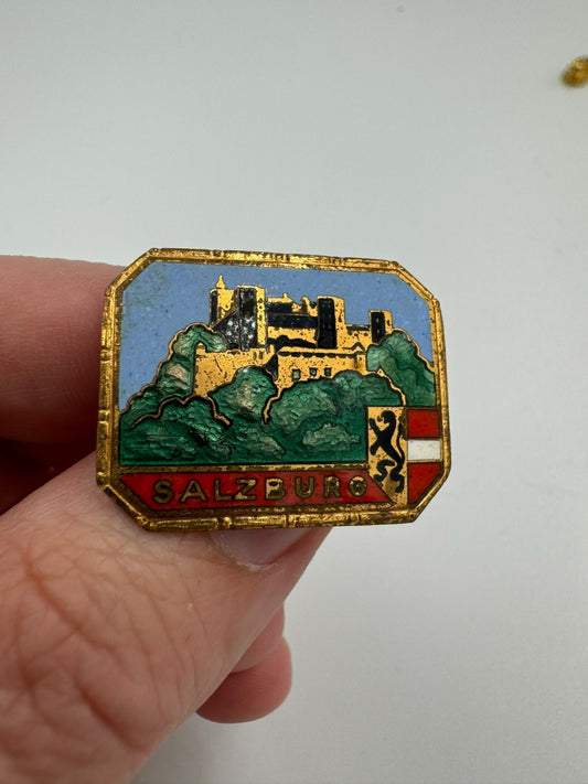 Antique Salzburg Hohensalzburg Fortress Souvenir Lapel Pin Austria