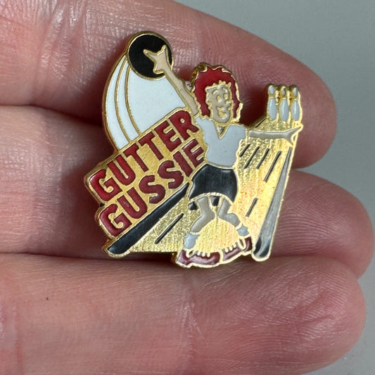 Vintage “Gutter Gussie” Bowling Humorous Enamel Pin Ball