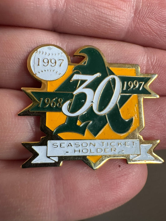 Vintage Oakland A's Season Ticket Holder Lapel Pin 1997 30 Years