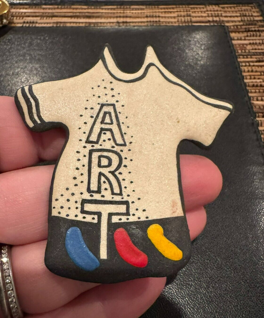 Art Teacher Ceramic Paint Brooch Pin Hand Painted