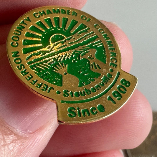 Jefferson County Chamber Steubenville OH Gold Enamel Pin 
