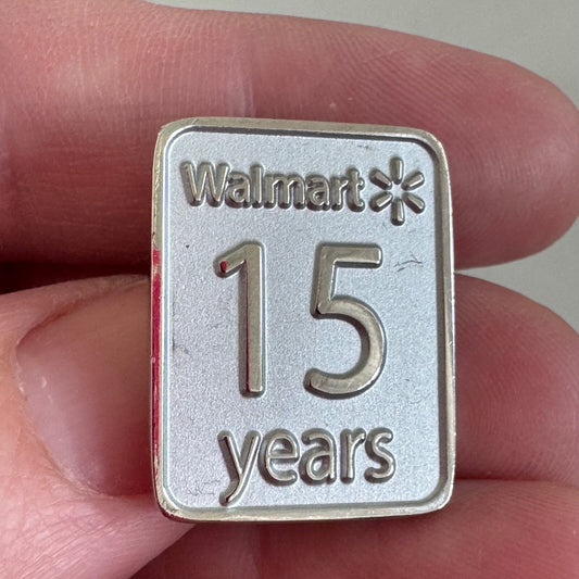 Walmart 15 Years Employee Service Award Silver Tone Lapel Pin Tie Tack Wal-Mart