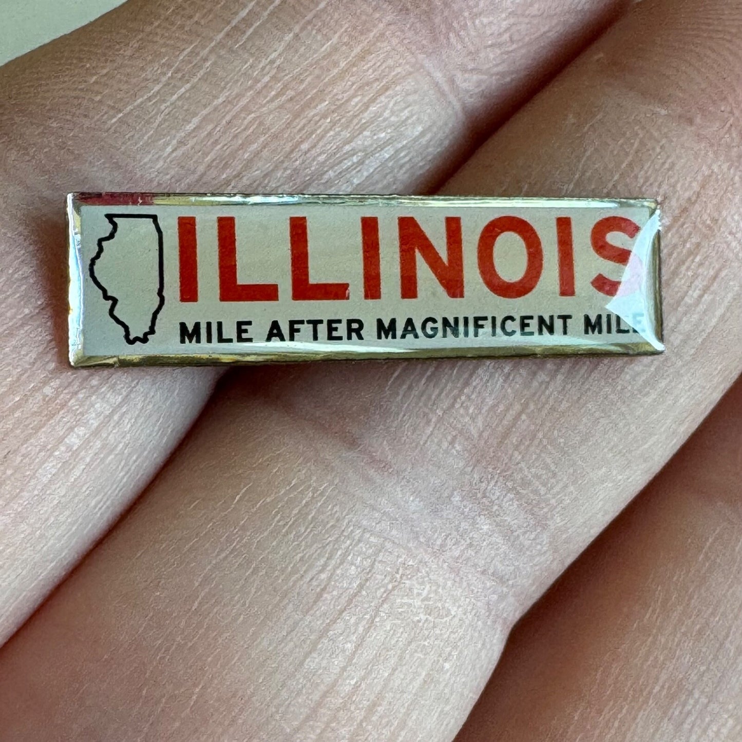 Vintage Illinois Mile After Magnificent Mile Lapel Pin Souvenir Tourist