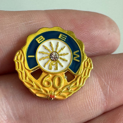 Vintage IBEW 60 Years Lapel Pin Union Tie Tack