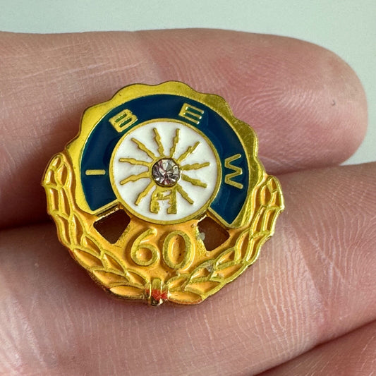 Vintage IBEW 60 Years Lapel Pin Union Tie Tack