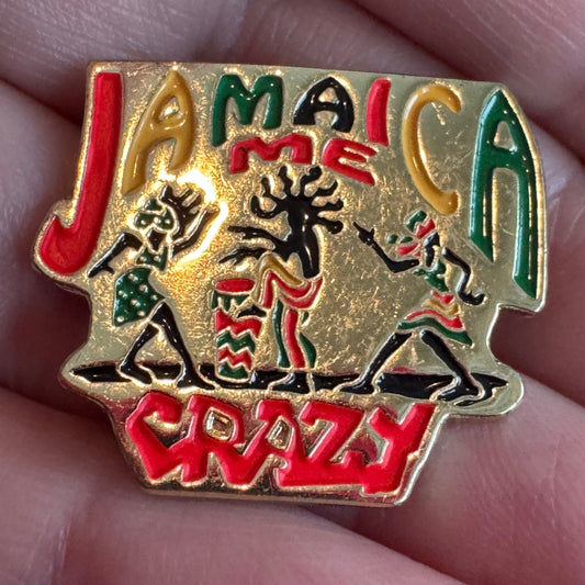 Vintage Jamaica Me Crazy Souvenir Lapel Pin Enamel Reggae