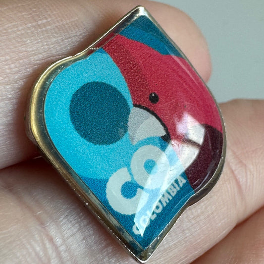 Colombia CO Pin – Red Bird & Dots Design Souvenir Lapel Badge