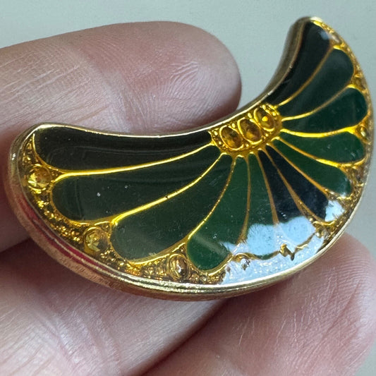 Vintage Pierre Bex Inspired Crescent Shaped Brooch Pin Art Deco
