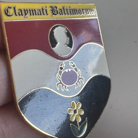 Vintage Claymati Baltimorum Clay Aiken Lapel Pin Crest Shield