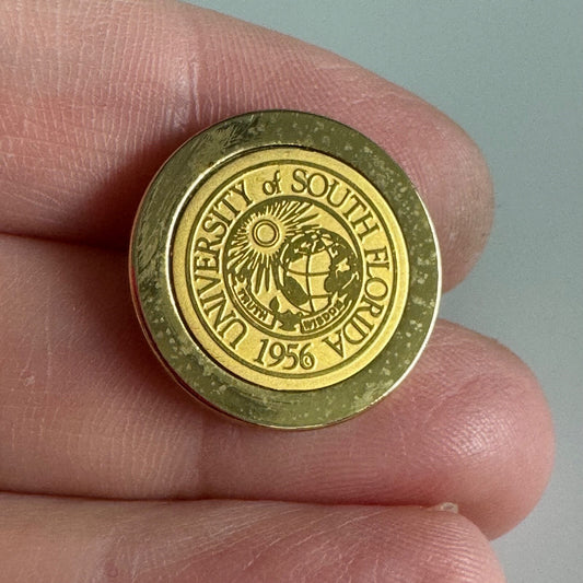 Vintage University of South Florida USF Lapel Pin Tie Tack Gold Tone