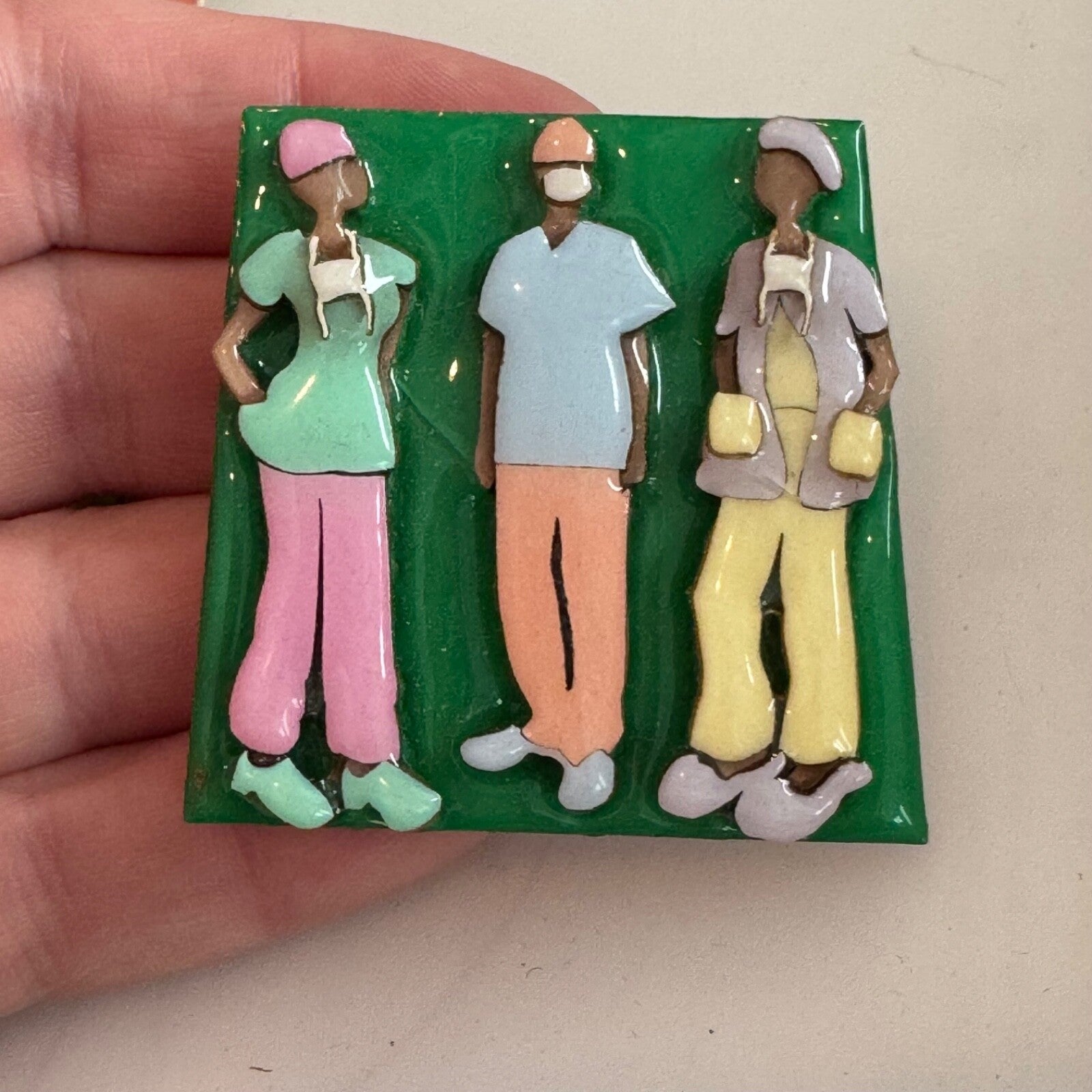 Vintage Designs by Lucinda Doctors Nurses Medical Scrubs Brooch Lapel Pin