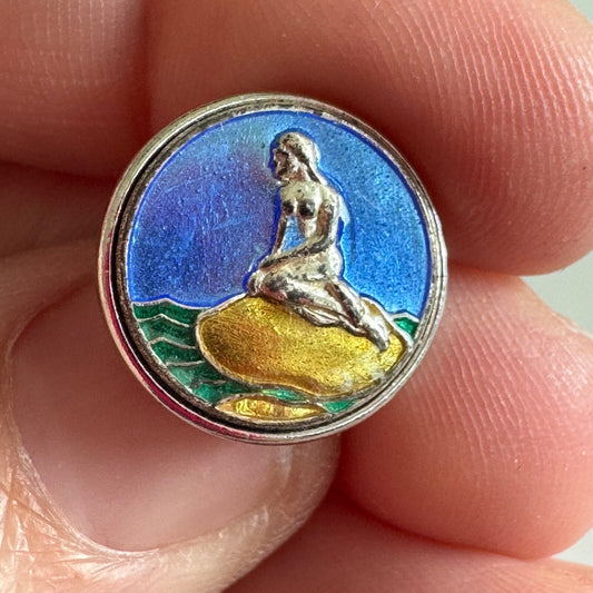 Denmark Little Mermaid Statue Cloisonne Tie Tack Lapel Pin