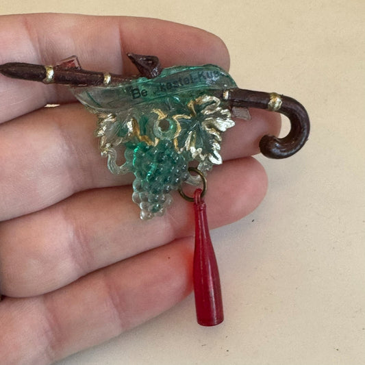 Amazing Bernkastel-Kues Walking Stick Grapes Wine Pin Rhineland Germany - OLD