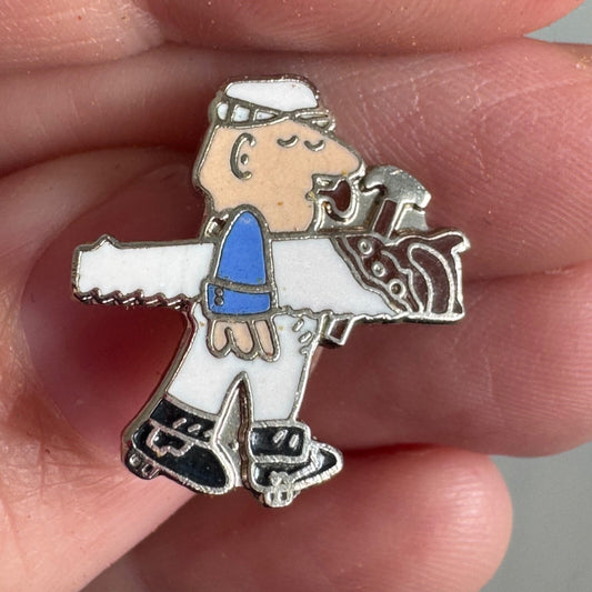 Vintage United Brotherhood of Carpenters Lapel Pin Cartoon Carpenter