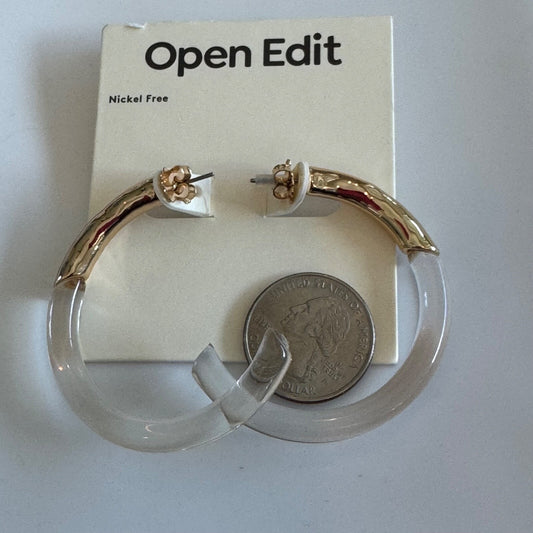 Open Edit Gold and Lucite Large Hoop Earrings New On Card Pierced
