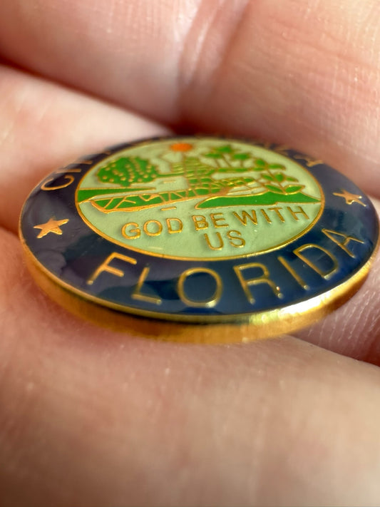 Vintage City of Ocala Florida Lapel Pin God Be With Us