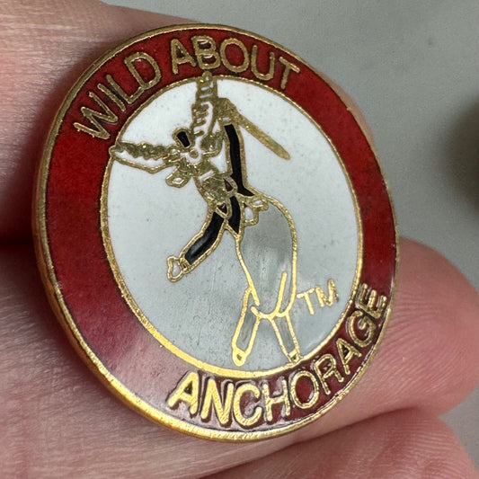 Vintage Wild About Anchorage Enamel Souvenir Pin Alaska