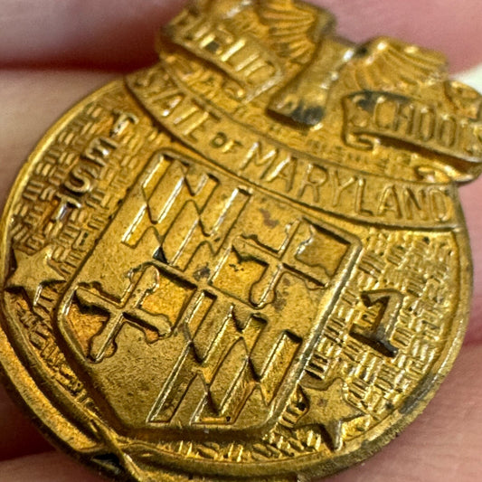Vintage State of Maryland Public Schools Test 1 Lapel Pin Gold Tone