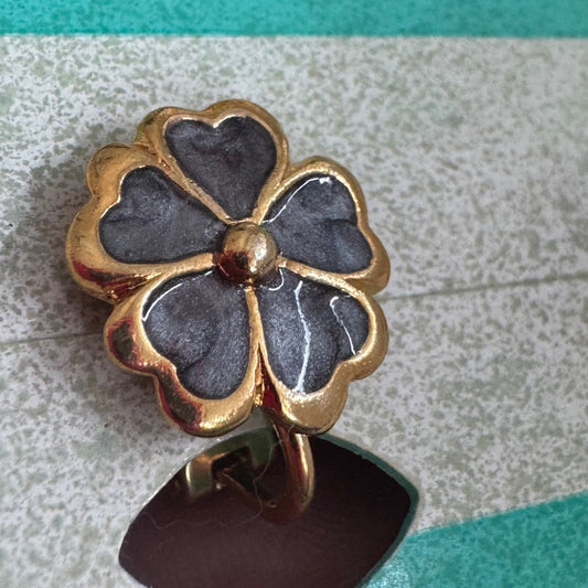 Vintage Allison Reed Gold Tone Purple Flower Clip-on Earrings New on Card