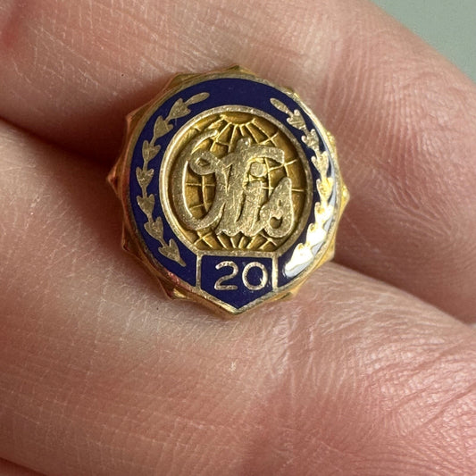 Vintage Otis Elevator Corporation 10kt Gold 20 Year Service Lapel Pin Tie Tack