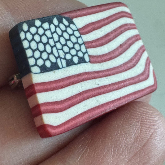 Vintage Polymer Clay United States Flag Brooch Pin American
