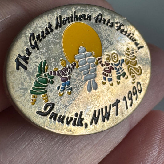 Vintage 1990 Great Northern Arts Festival Inuvik Pin – NWT Canada Souvenir