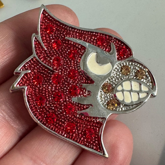 University of Louisville Cardinals Rhinestone Mascot Brooch Pendant Lapel Pin