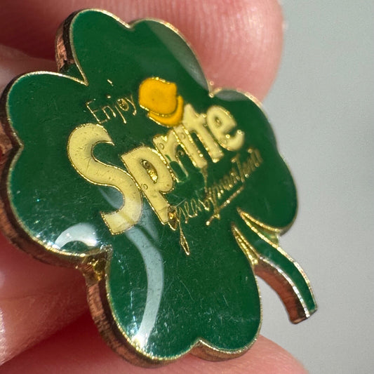 Vintage Enjoy Sprite Great Lemon Taste Logo Shamrock Lapel Pin