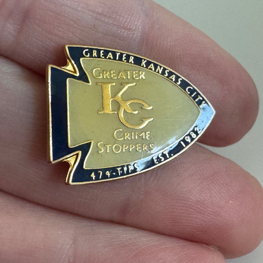 Vintage Greater Kansas City Crime Stoppers KC Pin Chiefs Themed