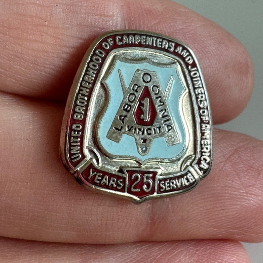 Vintage United Brotherhood of Carpenters 25 Years Pin Tie Tack Union UBC