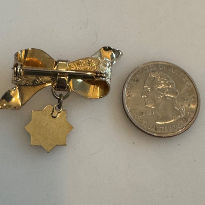 Vtg Ladies Auxiliary of Patriarchs Military Bow Dangle Brooch Pin Odd Fellow