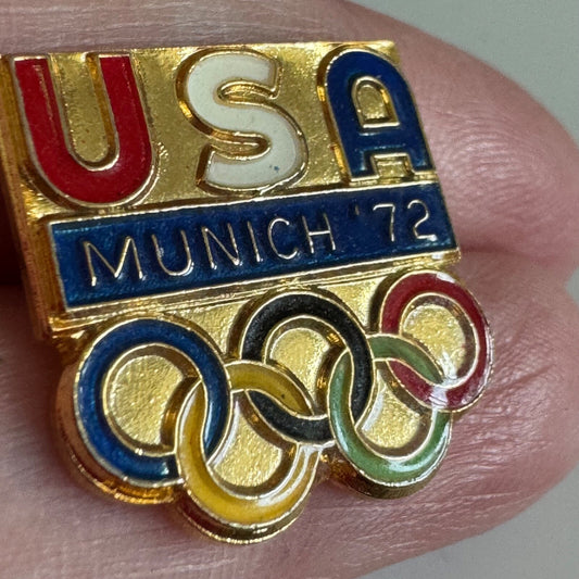 Vintage Team USA Munich '72 Olympic Rings Lapel Pin 1972