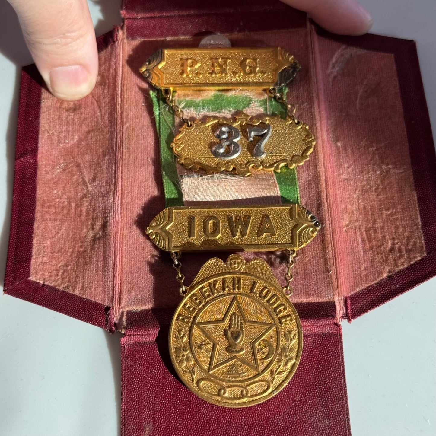 Daughters of REBEKAH IOWA ASSEMBLY MEDAL PAST NOBLE GRAND LODGE 37 Pin IOOF