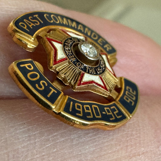 Vtg Veterans of Foreign Wars Post 902 Past Commander 1/5 10k Gold Filled Pin VFW