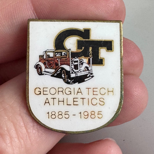 Vintage 1985 Georgia Tech Athletics University Ramblin' Wreck Lapel Pin