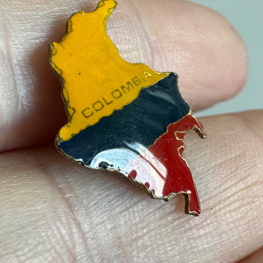 Colombia Map Flag Themed Pin – Enamel Yellow Blue Red Country Shape