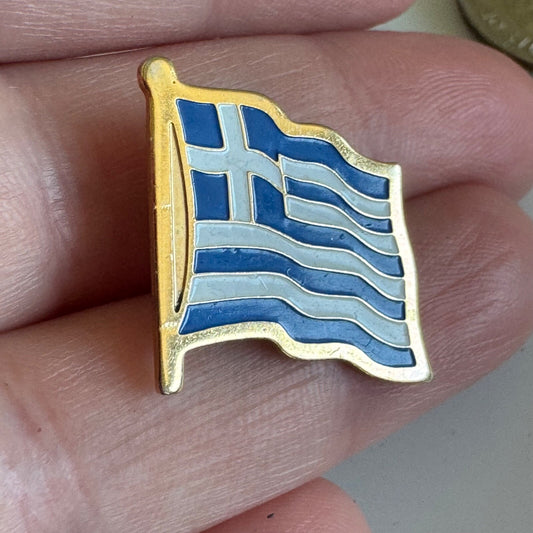 Vintage Greece Greek Flag Enamel Lapel Pin 