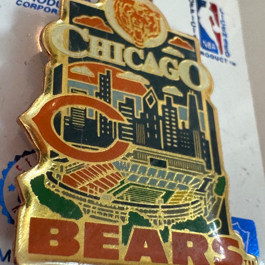 Vintage 1996 Chicago Bears Soldier Field Skyline Lapel Pin Logo