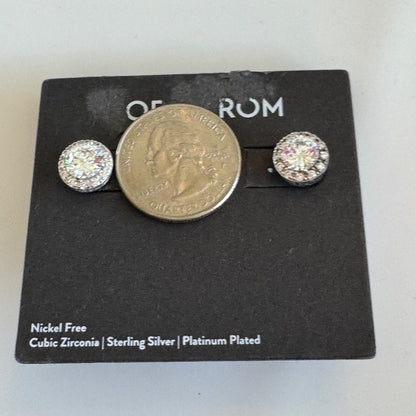 Nordstrom Halo Cubic Zirconia Stud Earrings Silver Tone New On Card Pierced $98