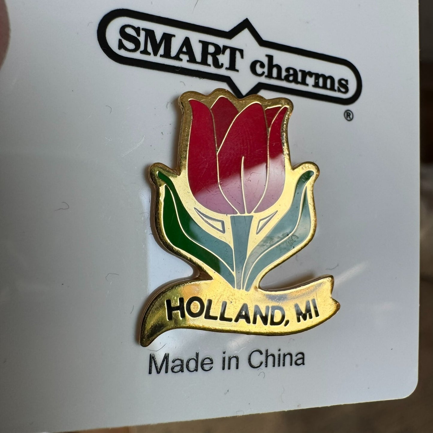 Vintage Holland Michigan Souvenir Lapel Pin Tulip New On Card