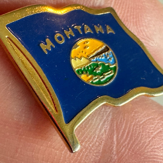Vintage Montana State Flag Enamel Lapel Pin