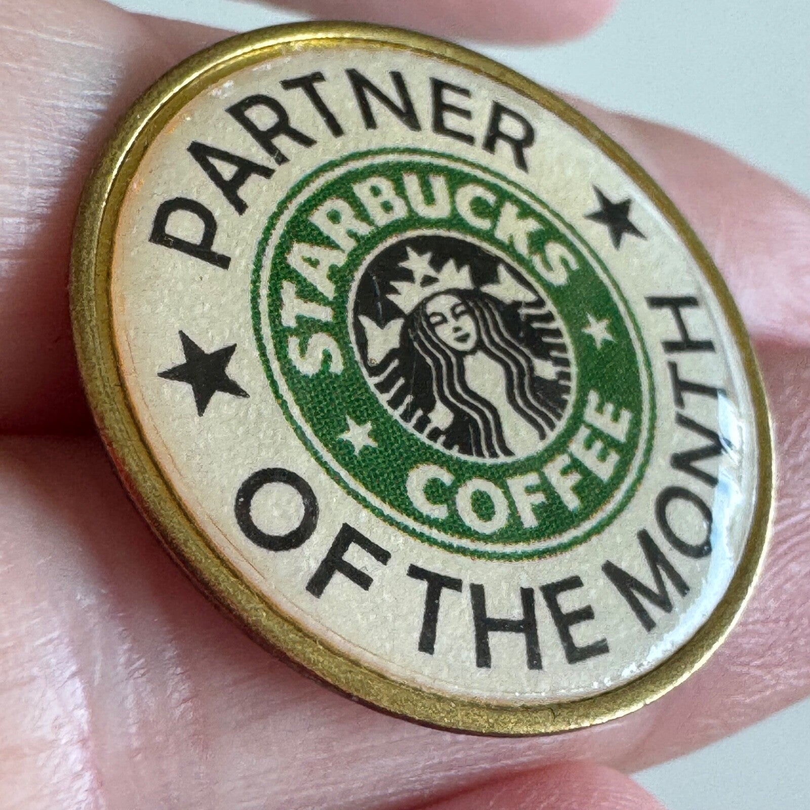 Vintage Starbucks Coffee Partner of the Month Lapel Pin RARE Made in USA