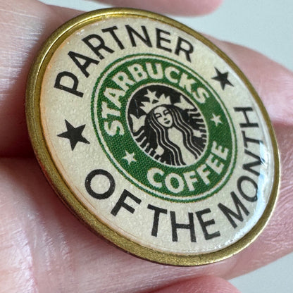 Vintage Starbucks Coffee Partner of the Month Lapel Pin RARE Made in USA