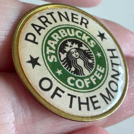 Vintage Starbucks Coffee Partner of the Month Lapel Pin RARE Made in USA
