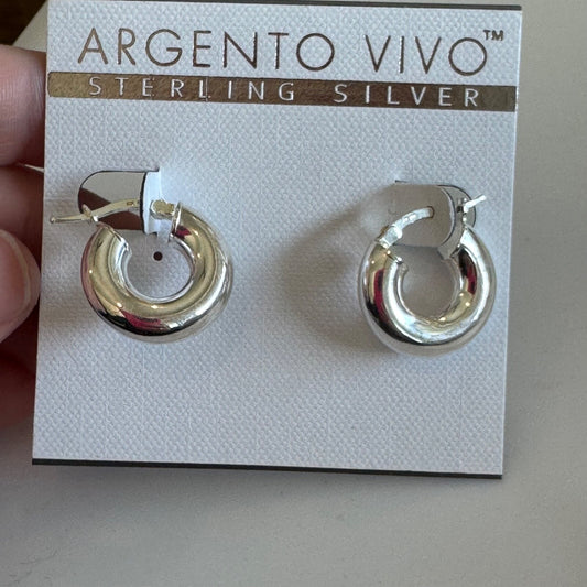 Argento Vivo Sterling Silver Chunky Tube Huggie Hoop Earrings New On Card $58