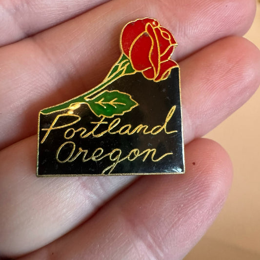 Vintage Portland Oregon Red Rose Lapel Pin OR