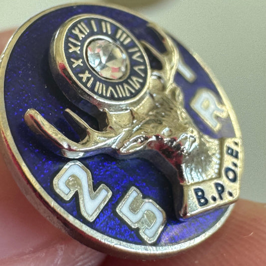 Vintage 25 Years BPOE Elks Club Lapel Pin Tie Tack