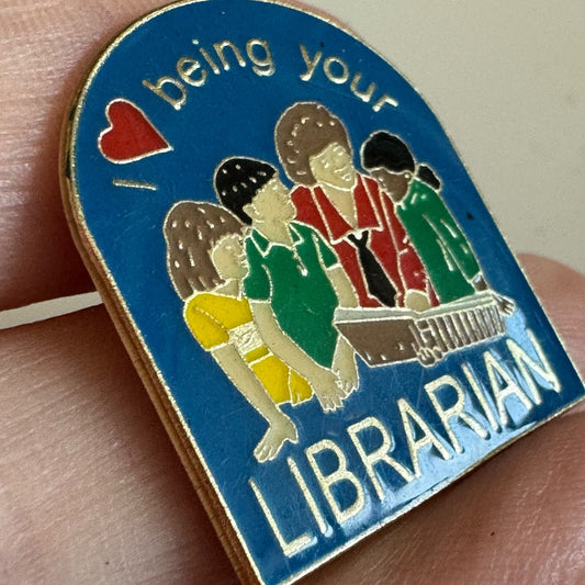 Vintage I Love Being Your Librarian Lapel Pin Library Heart School